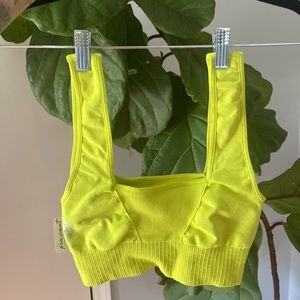 FREE PEOPLE MOVEMENT GOOD KARMA SQAURE NECK BRA - Highlighter Yellow